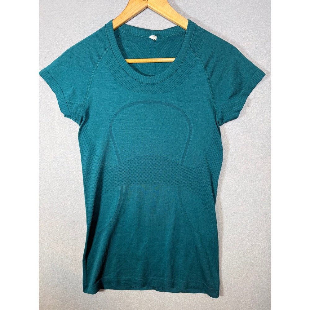 Lululemon Swiftly Tech Short Sleeve Top Teal Green Size 8 Athletic Shirt Mesh